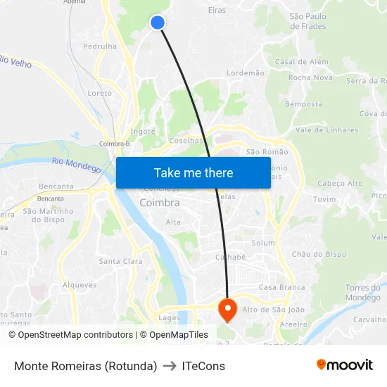 Monte Romeiras (Rotunda) to ITeCons map