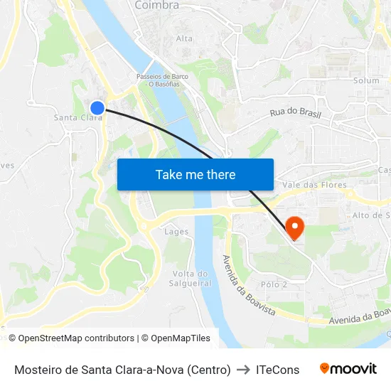 Mosteiro de Santa Clara-a-Nova (Centro) to ITeCons map