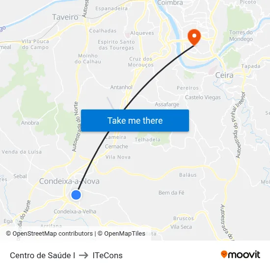 Centro de Saúde I to ITeCons map