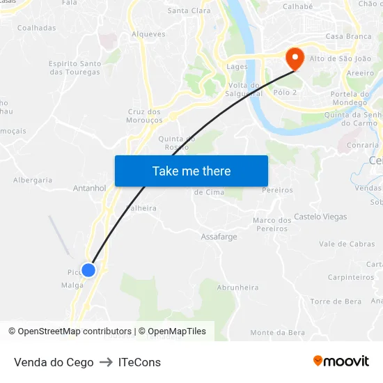 Venda do Cego to ITeCons map