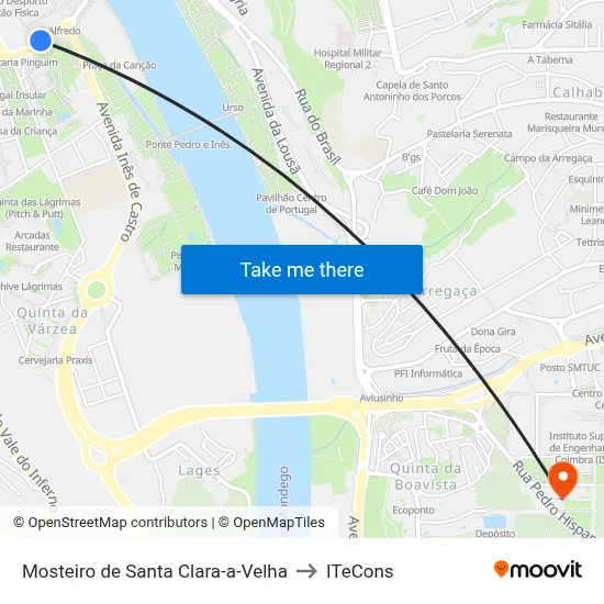 Mosteiro de Santa Clara-a-Velha to ITeCons map