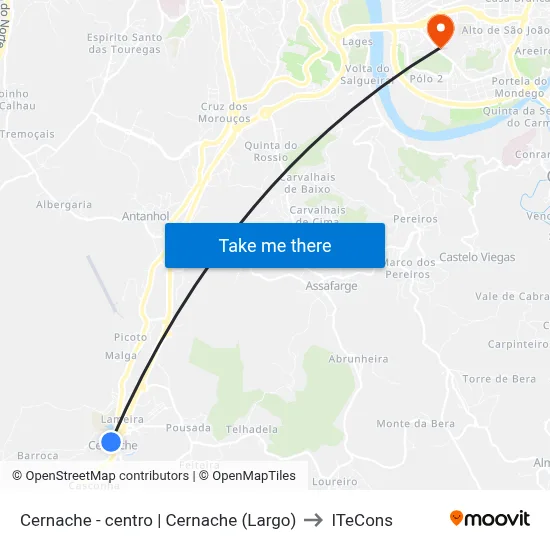 Cernache - centro | Cernache (Largo) to ITeCons map