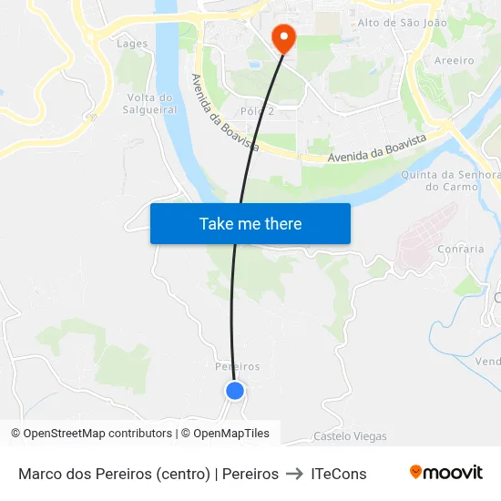 Marco dos Pereiros (centro) | Pereiros to ITeCons map