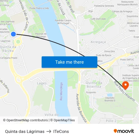 Quinta das Lágrimas to ITeCons map