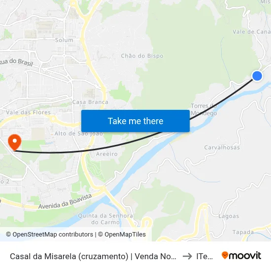 Casal da Misarela (cruzamento) | Venda Nova (X Vale de Canas) to ITeCons map
