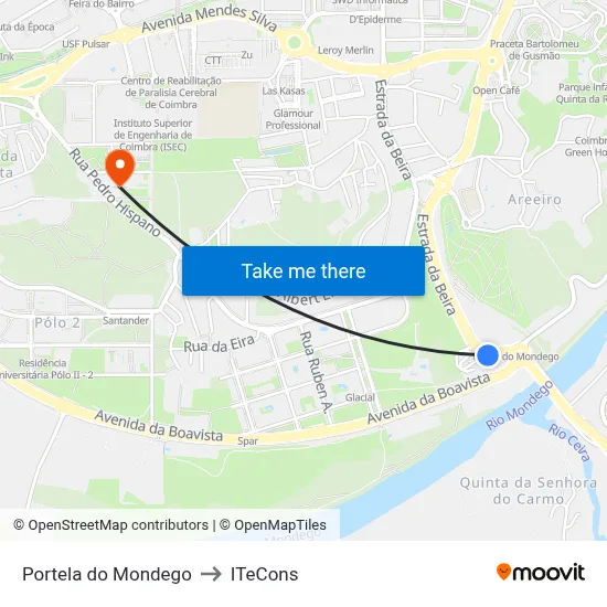 Portela do Mondego to ITeCons map
