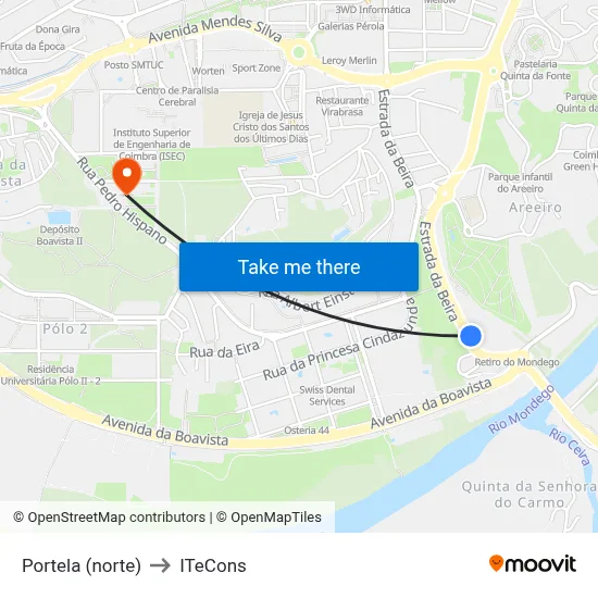 Portela (norte) to ITeCons map