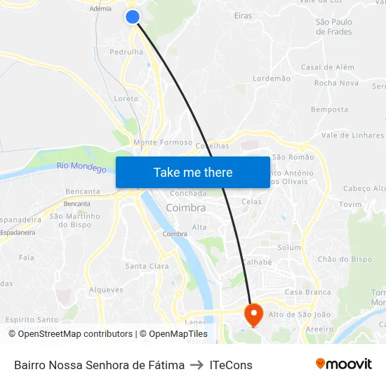 Bairro Nossa Senhora de Fátima to ITeCons map