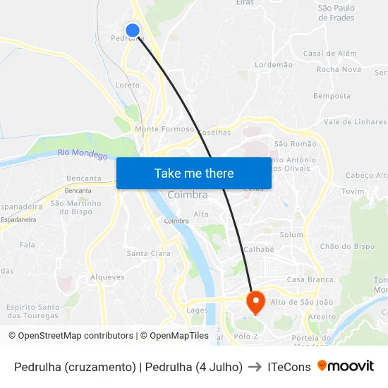 Pedrulha (cruzamento) | Pedrulha (4 Julho) to ITeCons map