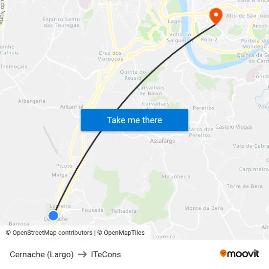 Cernache (Largo) to ITeCons map