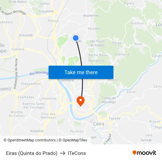 Eiras (Quinta do Prado) to ITeCons map