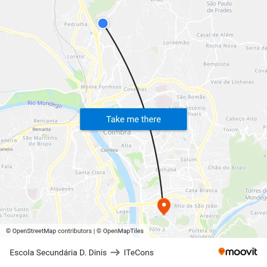 Escola Secundária D. Dinis to ITeCons map