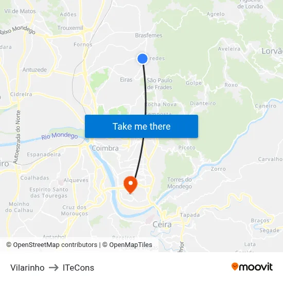 Vilarinho to ITeCons map