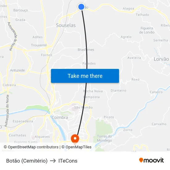 Botão (Cemitério) to ITeCons map