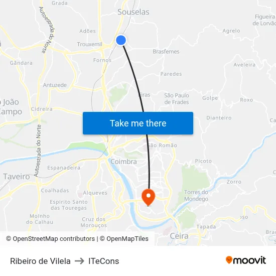 Ribeiro de Vilela to ITeCons map