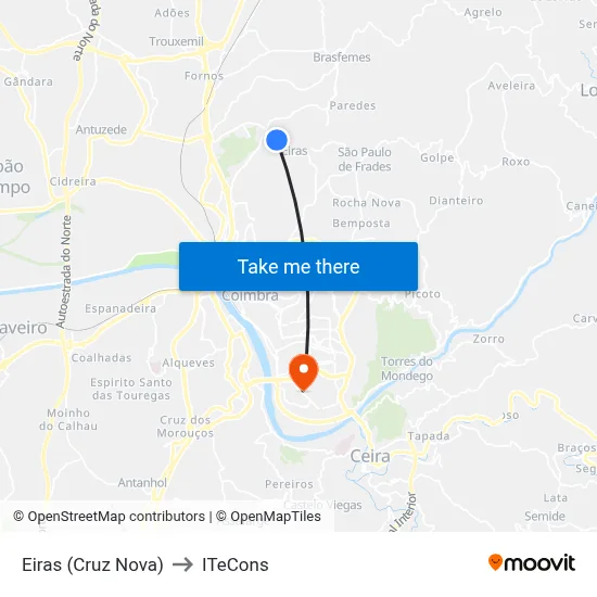 Eiras (Cruz Nova) to ITeCons map