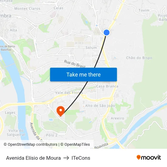 Avenida Elísio de Moura to ITeCons map