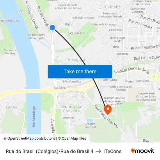 Rua do Brasil (Colégios)/Rua do Brasil 4 to ITeCons map