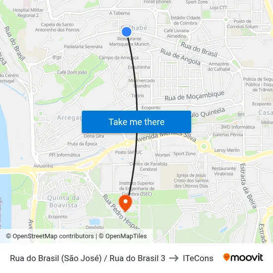 Rua do Brasil (São José) / Rua do Brasil 3 to ITeCons map