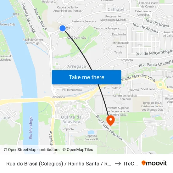Rua do Brasil (Colégios) / Rainha Santa / Rua do Brasil 1 to ITeCons map