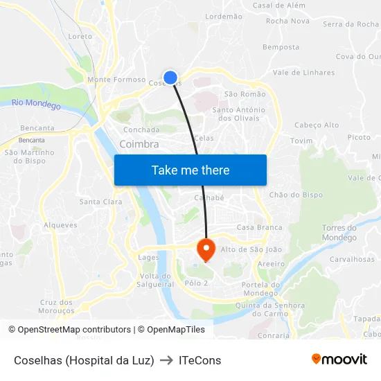 Coselhas (Hospital da Luz) to ITeCons map