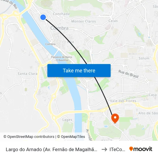 Largo do Arnado (Av. Fernão de Magalhães) to ITeCons map