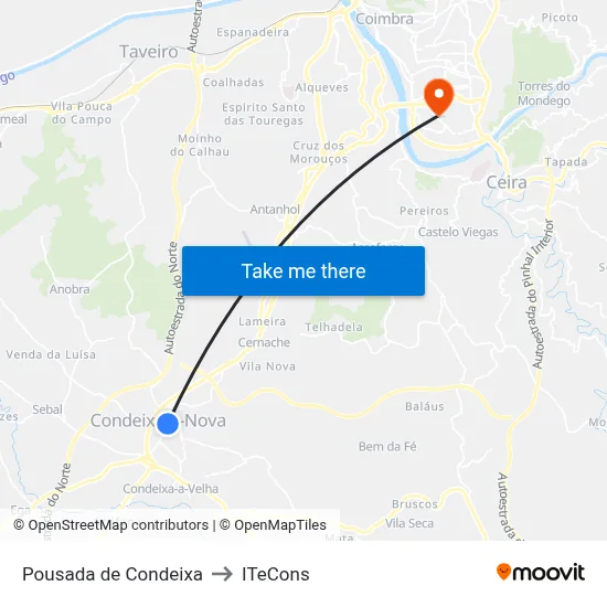 Pousada de Condeixa to ITeCons map