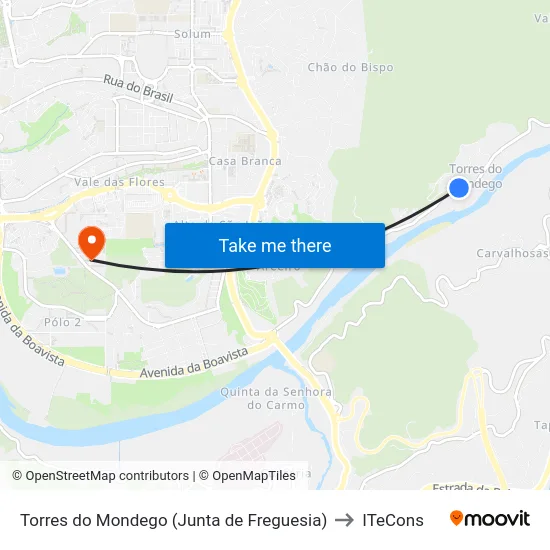 Torres do Mondego (Junta de Freguesia) to ITeCons map
