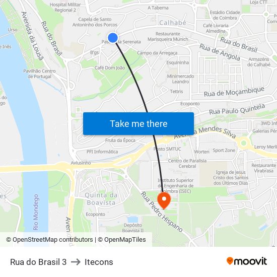 Rua do Brasil 3 to Itecons map