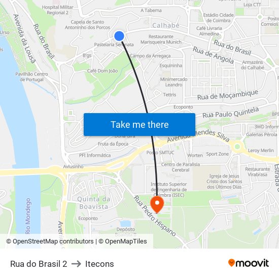 Rua do Brasil 2 to Itecons map