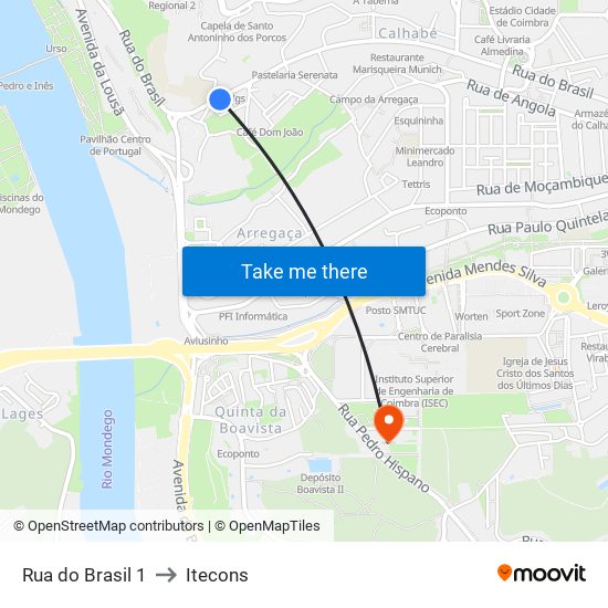 Rua do Brasil 1 to Itecons map