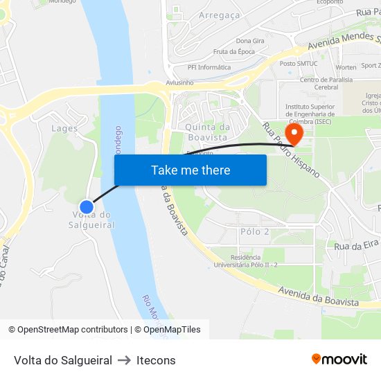 Volta do Salgueiral to Itecons map