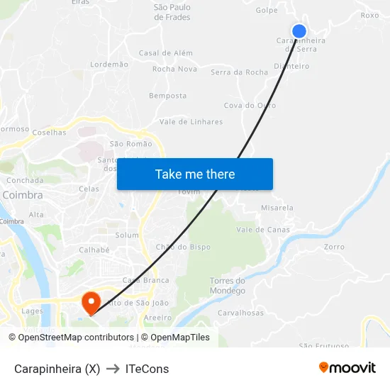 Carapinheira (X) to ITeCons map