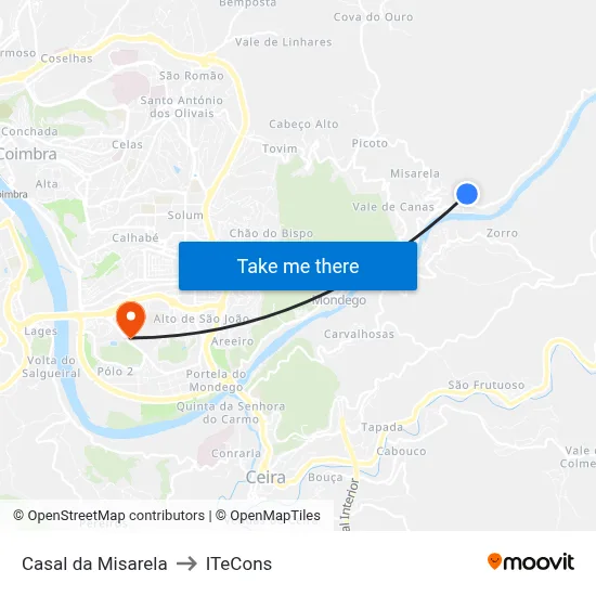 Casal da Misarela to ITeCons map