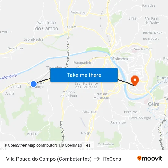 Vila Pouca do Campo (Combatentes) to ITeCons map