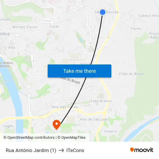 Rua António Jardim (1) to ITeCons map