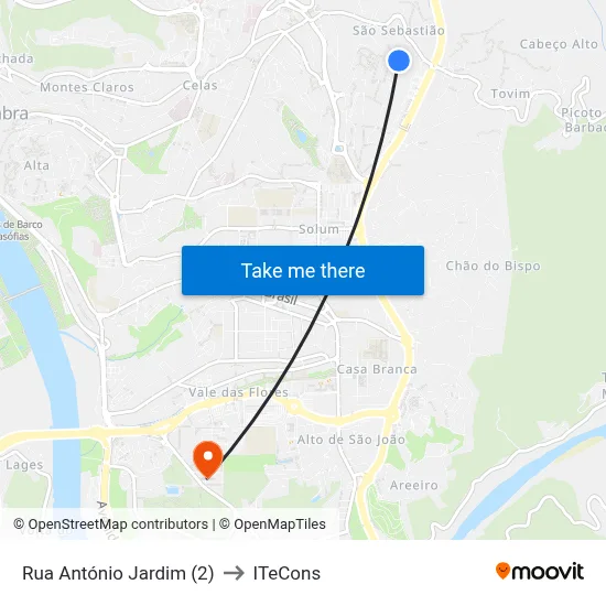 Rua António Jardim (2) to ITeCons map