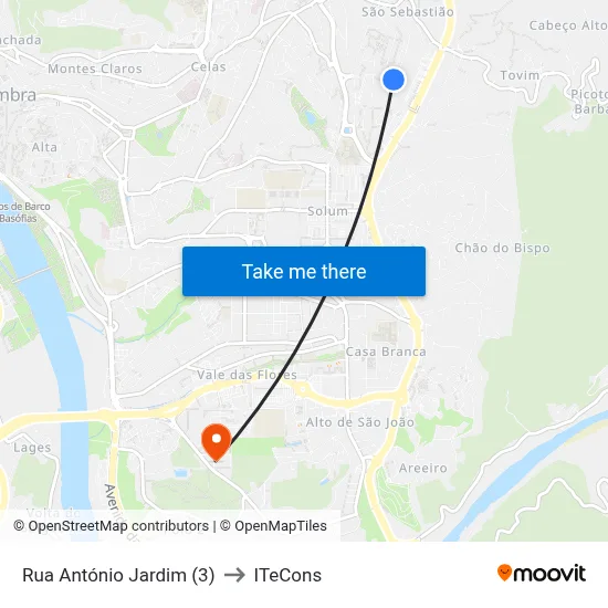 Rua António Jardim (3) to ITeCons map