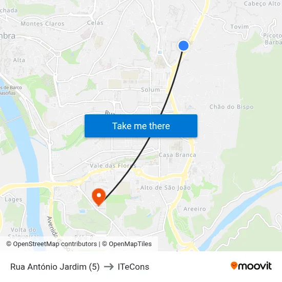 Rua António Jardim (5) to ITeCons map