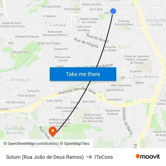 Solum (Rua João de Deus Ramos) to ITeCons map