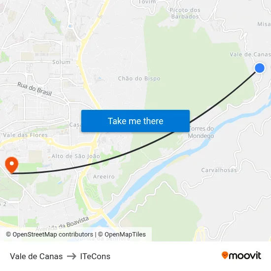 Vale de Canas to ITeCons map