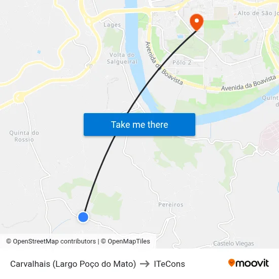 Carvalhais (Largo Poço do Mato) to ITeCons map