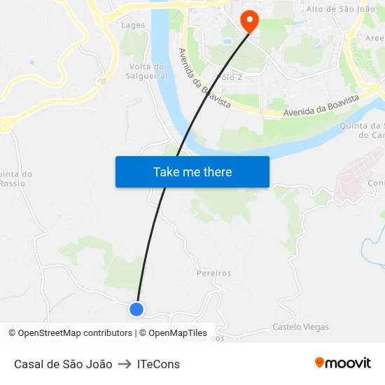 Casal de São João to ITeCons map