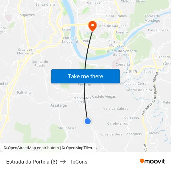 Estrada da Portela (3) to ITeCons map