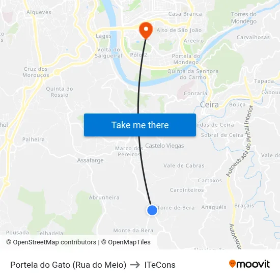 Portela do Gato (Rua do Meio) to ITeCons map