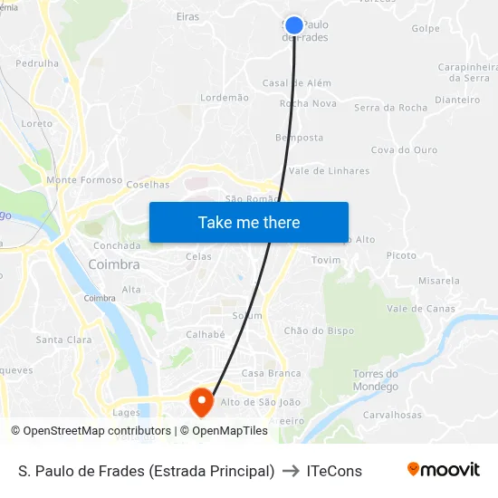 S. Paulo de Frades (Estrada Principal) to ITeCons map