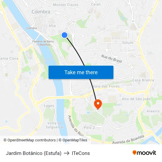 Jardim Botânico (Estufa) to ITeCons map