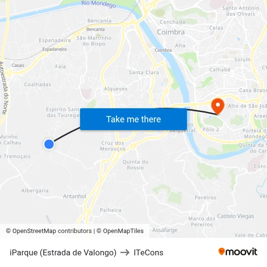 iParque (Estrada de Valongo) to ITeCons map