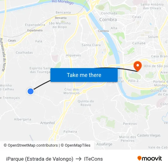 iParque (Estrada de Valongo) to ITeCons map