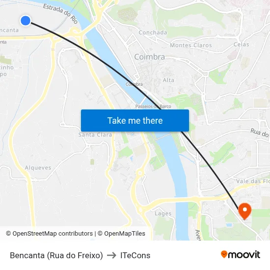 Bencanta (Rua do Freixo) to ITeCons map